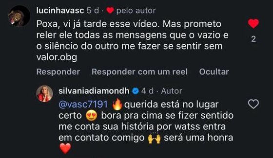 Comentário real de seguidora — gratidão